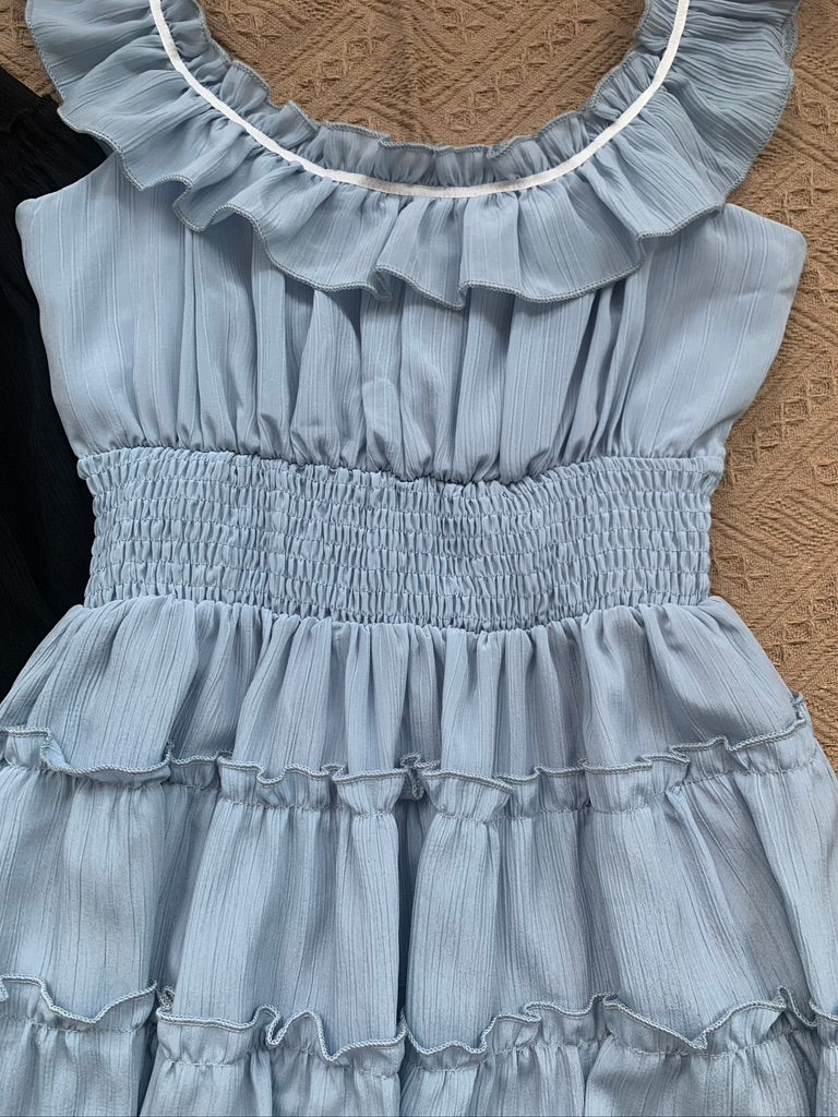 【買一送一】Peachii Laced Neckline Dress Blue EA2364