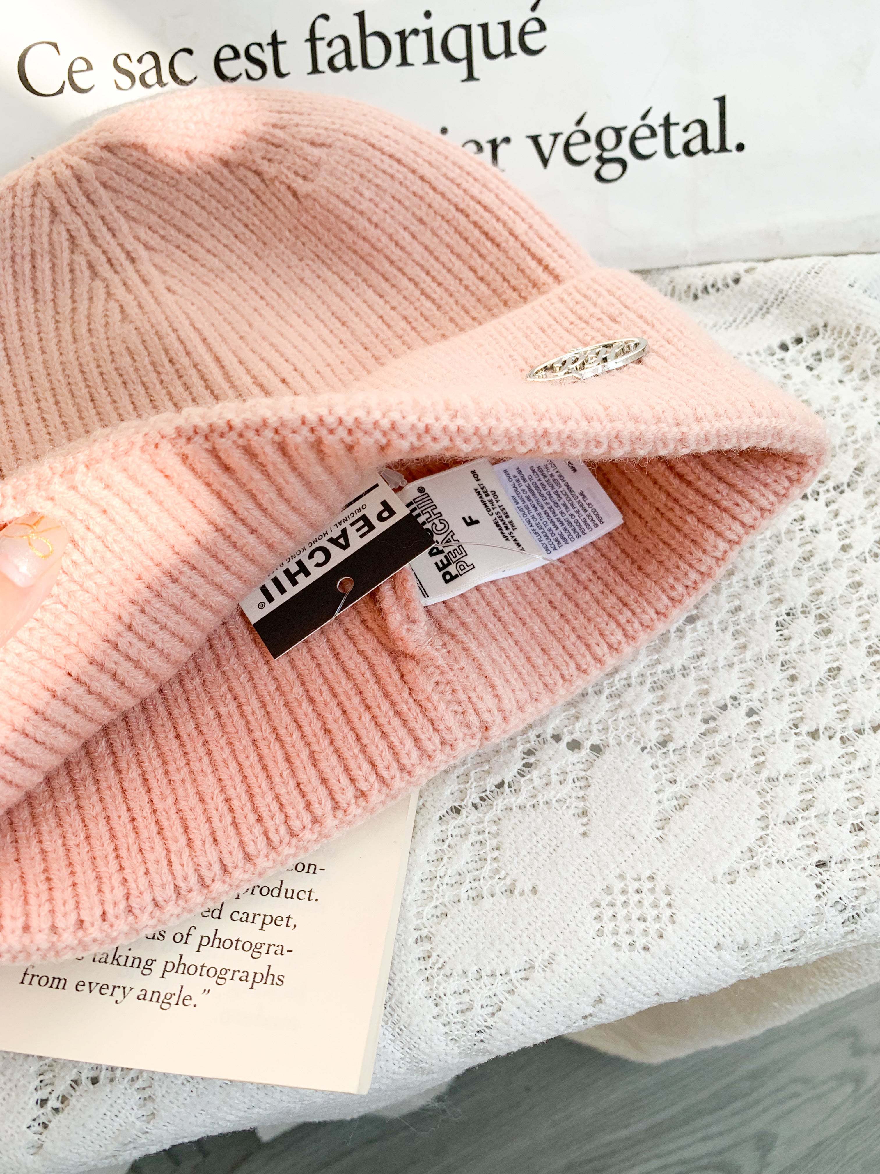 Peachii knit Beanie Pink EA9332