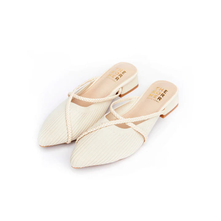 The Korner Knit Kross Slippers Beige