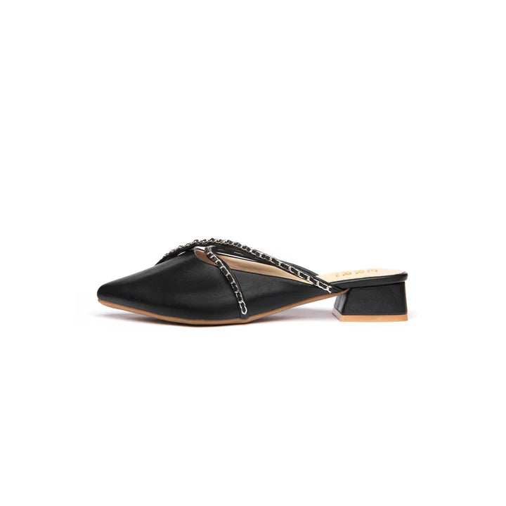 The Korner Kross Leather Slippers Black