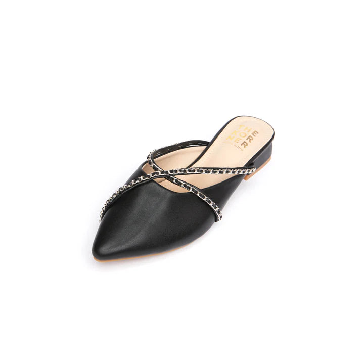 The Korner Kross Leather Slippers Black