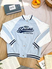 Peachii Baseball Graphic Jacket Light Blue EA8376