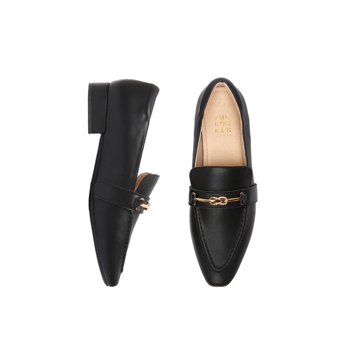 The Korner Kaylie Buckle Loafers Black