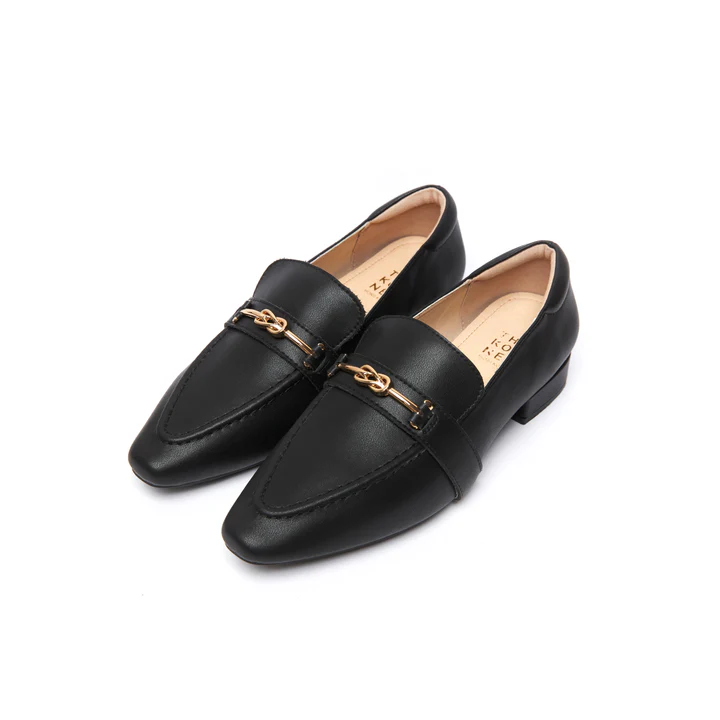 The Korner Kaylie Buckle Loafers Black