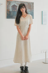 【買一送一】Peachii V-Neck Tie Linen MIDI Dress  EA2379