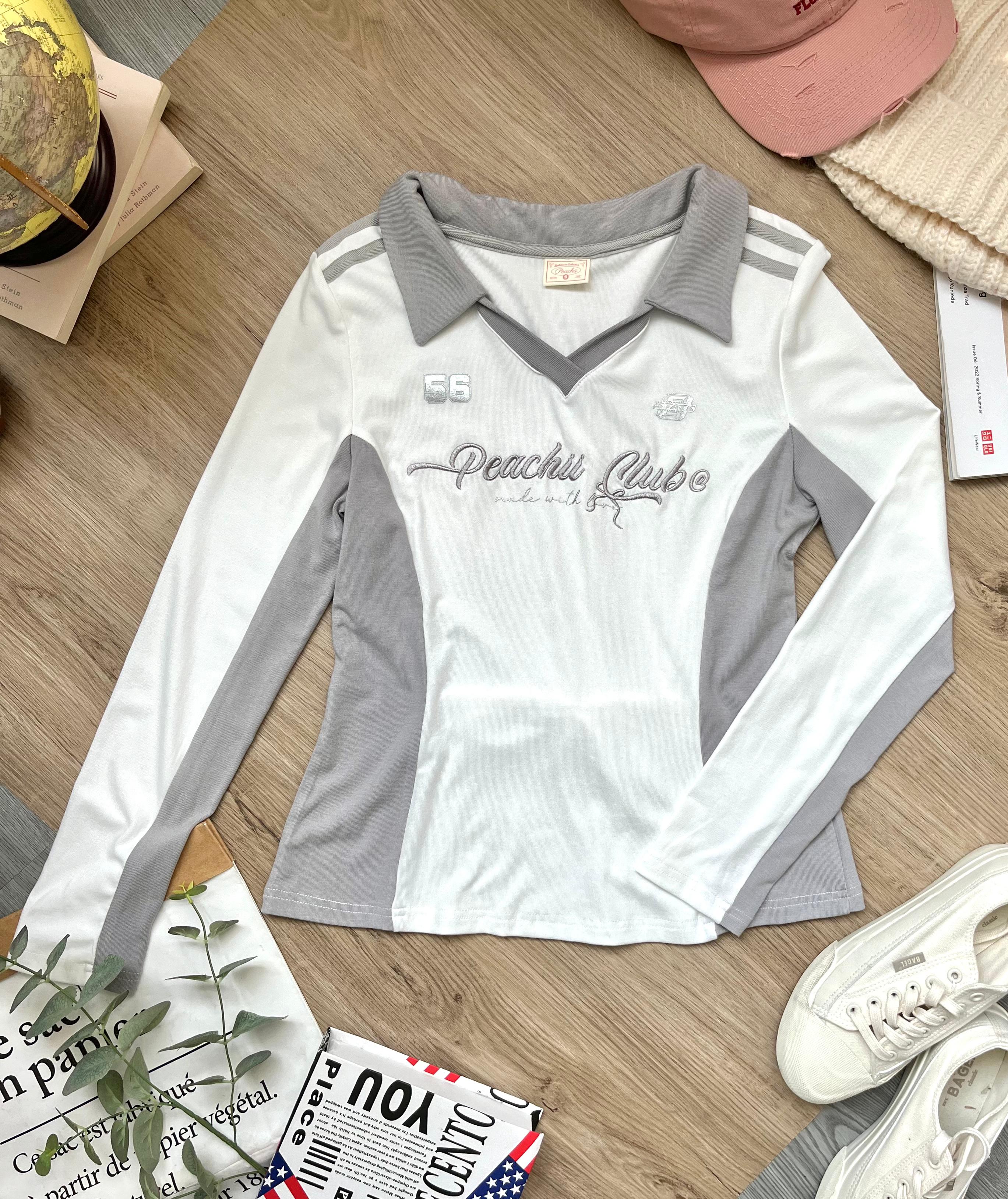 Peachii Blokette Sports Top White Grey EA1282