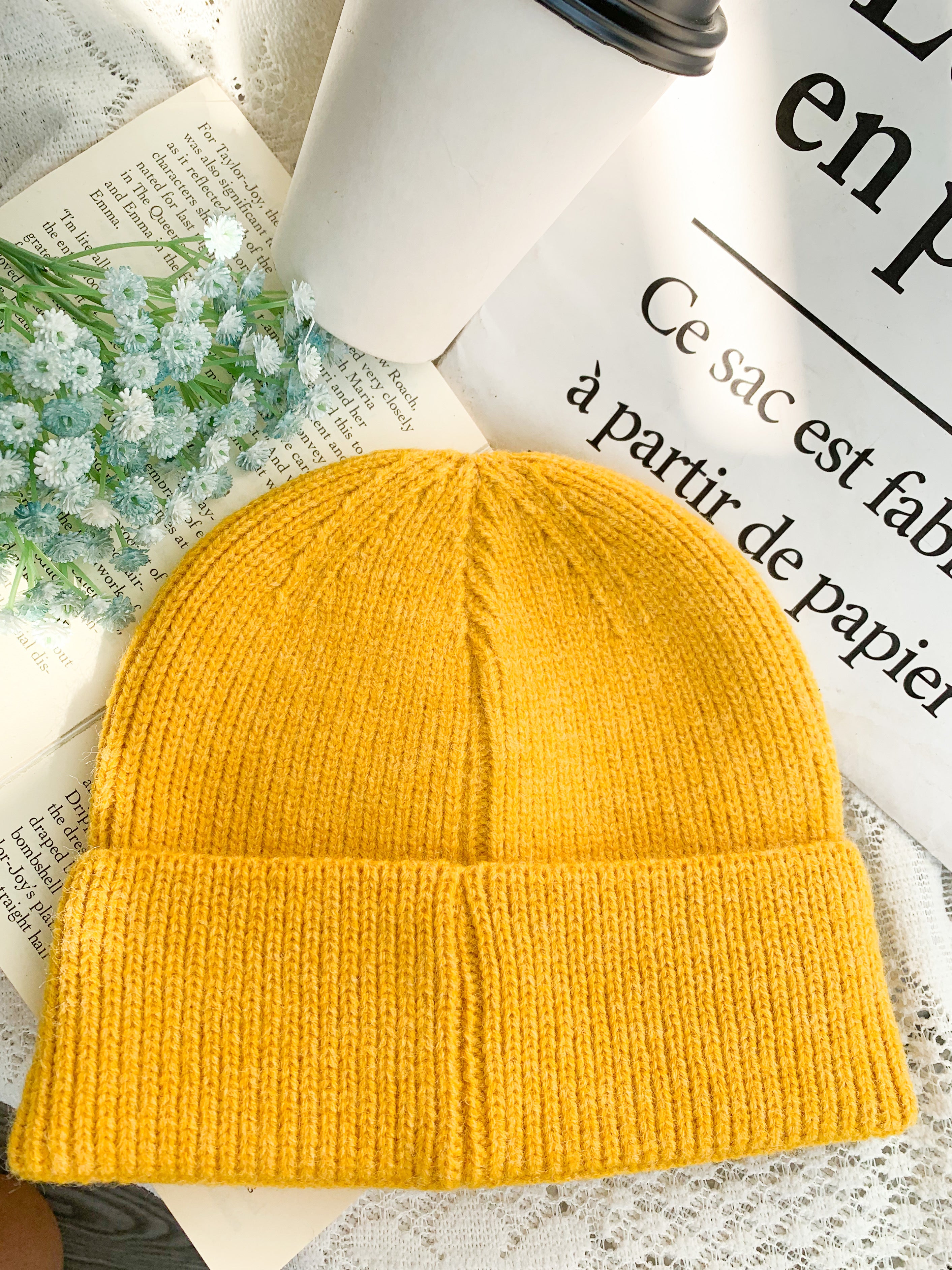 Peachii knit Beanie Yellow EA9332