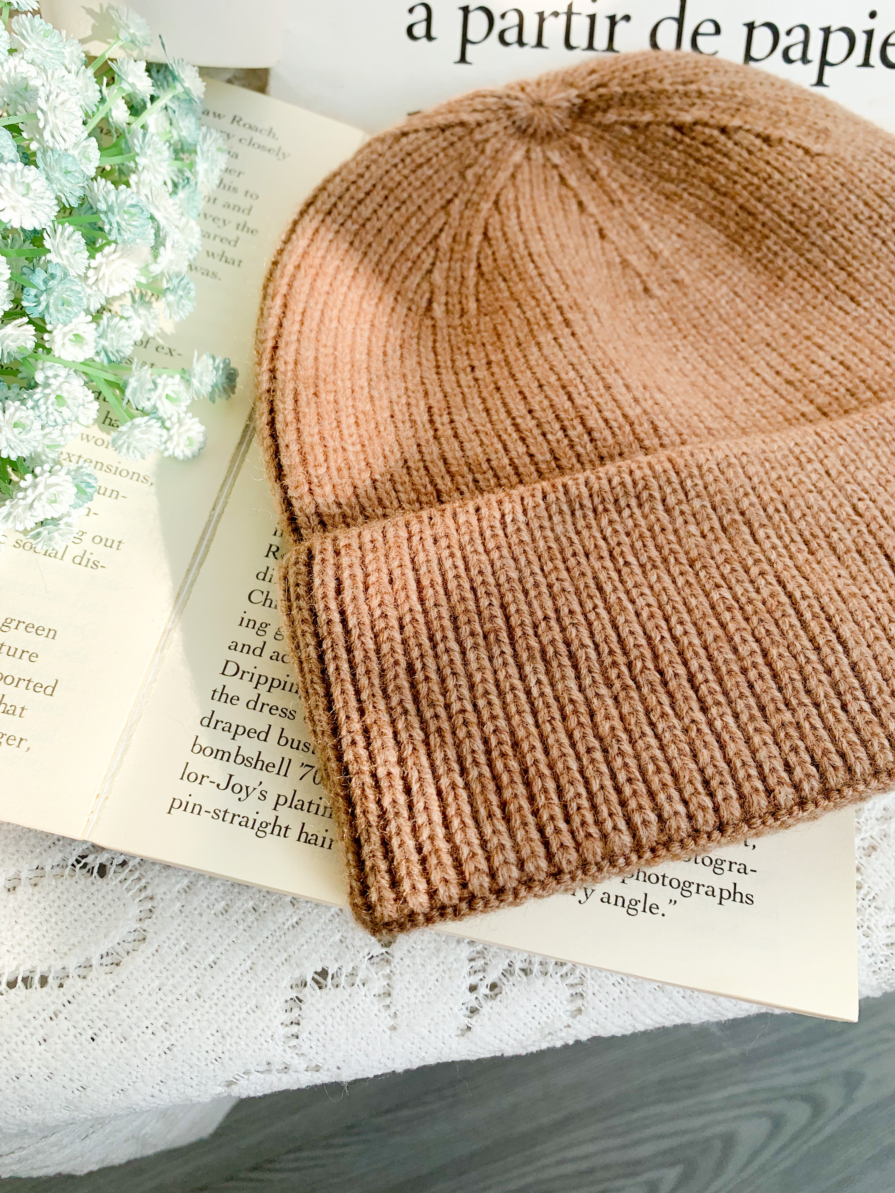 Peachii knit Beanie Khaki EA9332