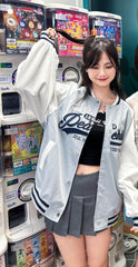 Peachii Baseball Graphic Jacket Light Blue EA8376