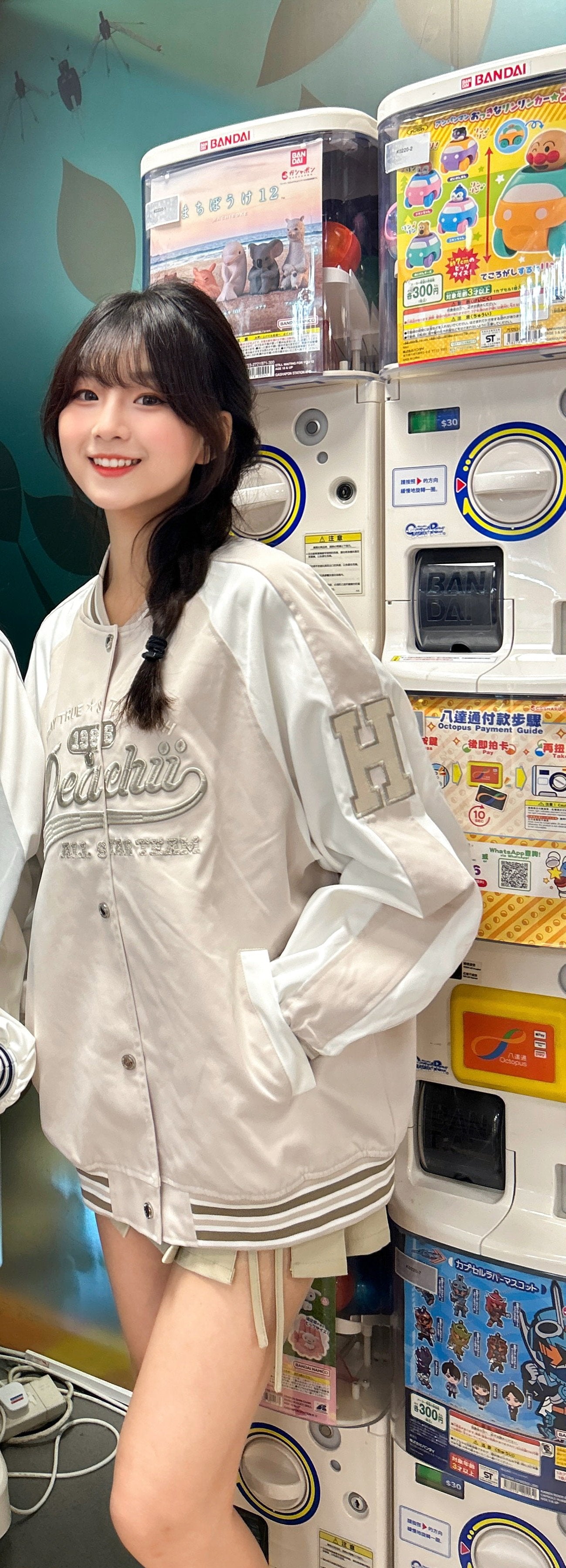 Peachii Baseball Graphic Jacket Hazel EA8376