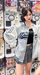 Peachii Baseball Graphic Jacket Light Blue EA8376