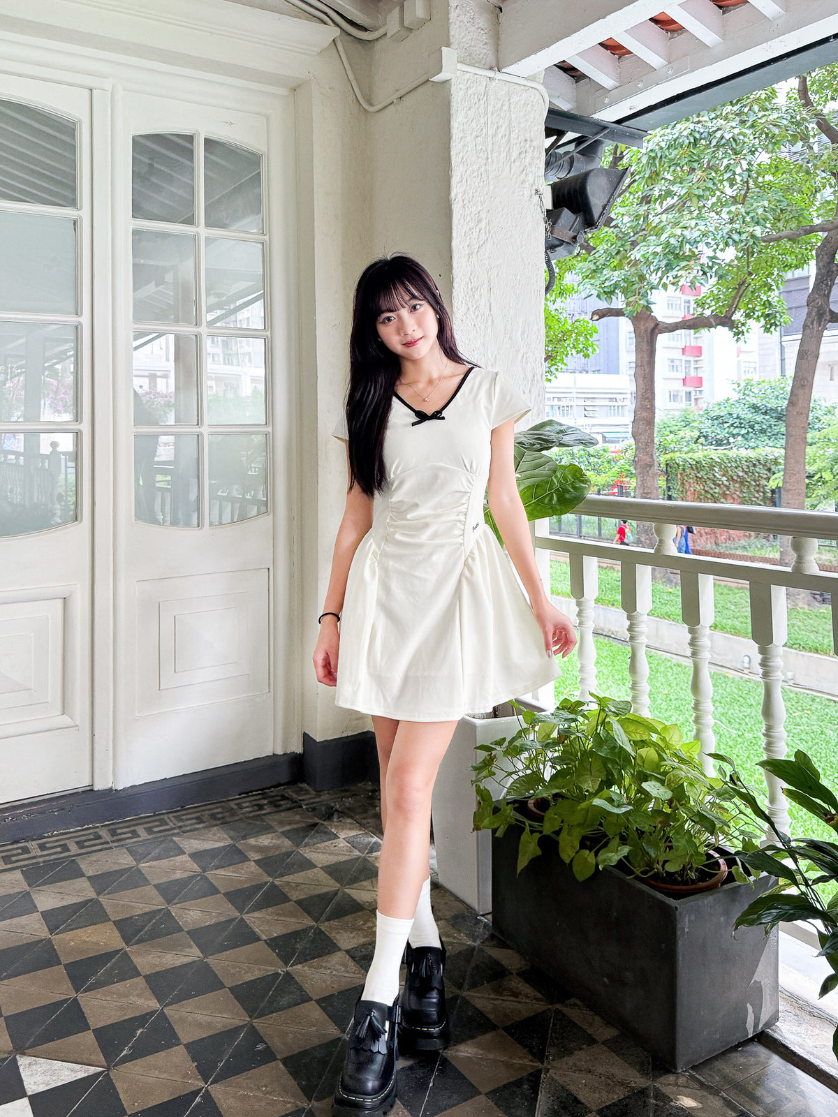 【買一送一】Peachii Fairy Style V-neck Dress White EA2366