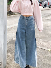Peachii Denim Embroidery Pants Blue EA6089