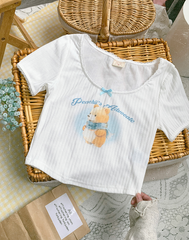 【買一送一】Peachii Little Bear Lace Knitted Top White EA1239