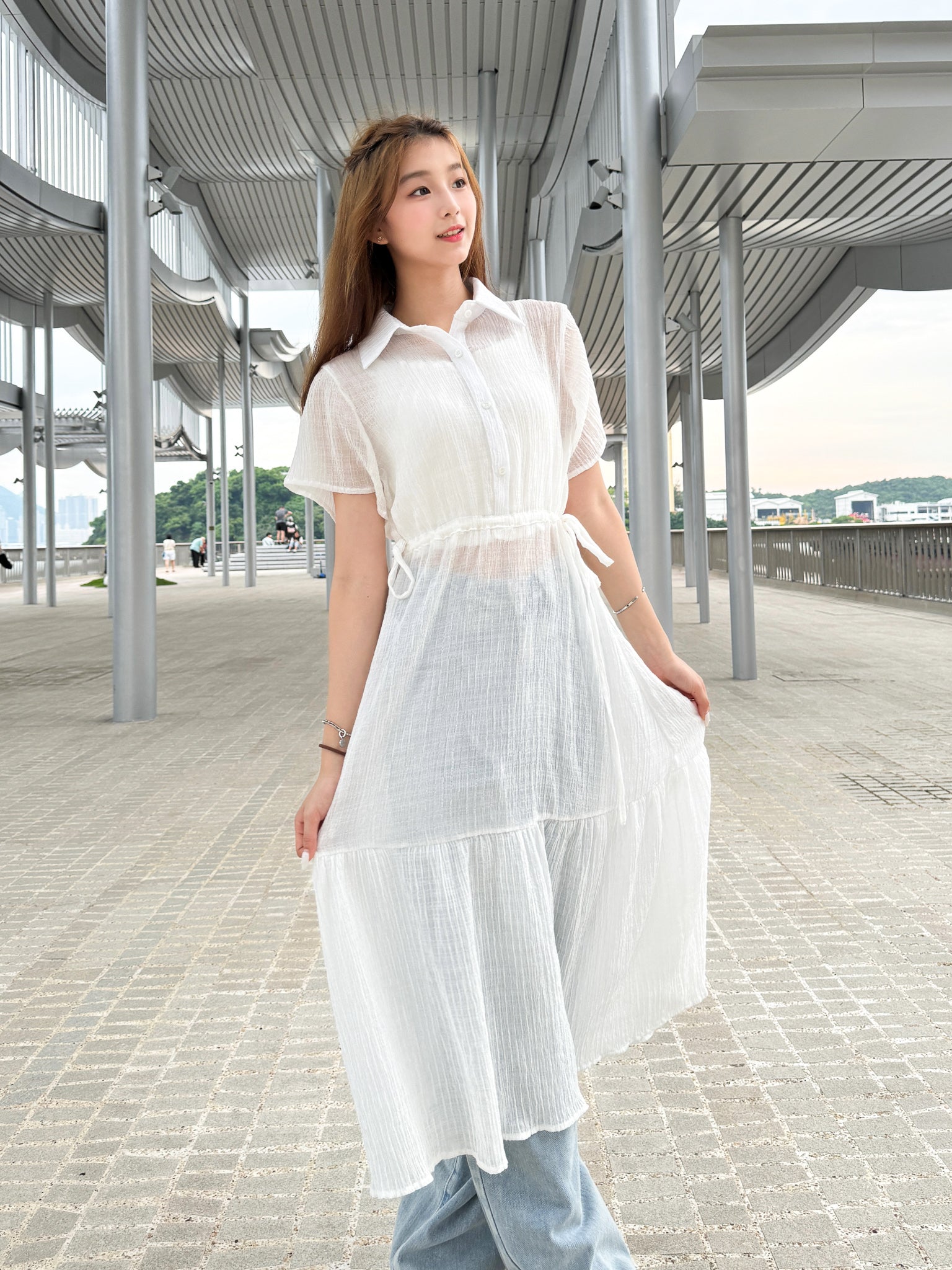 【買一送一】Peachii Transparent Muslin Midi Dress EA2398