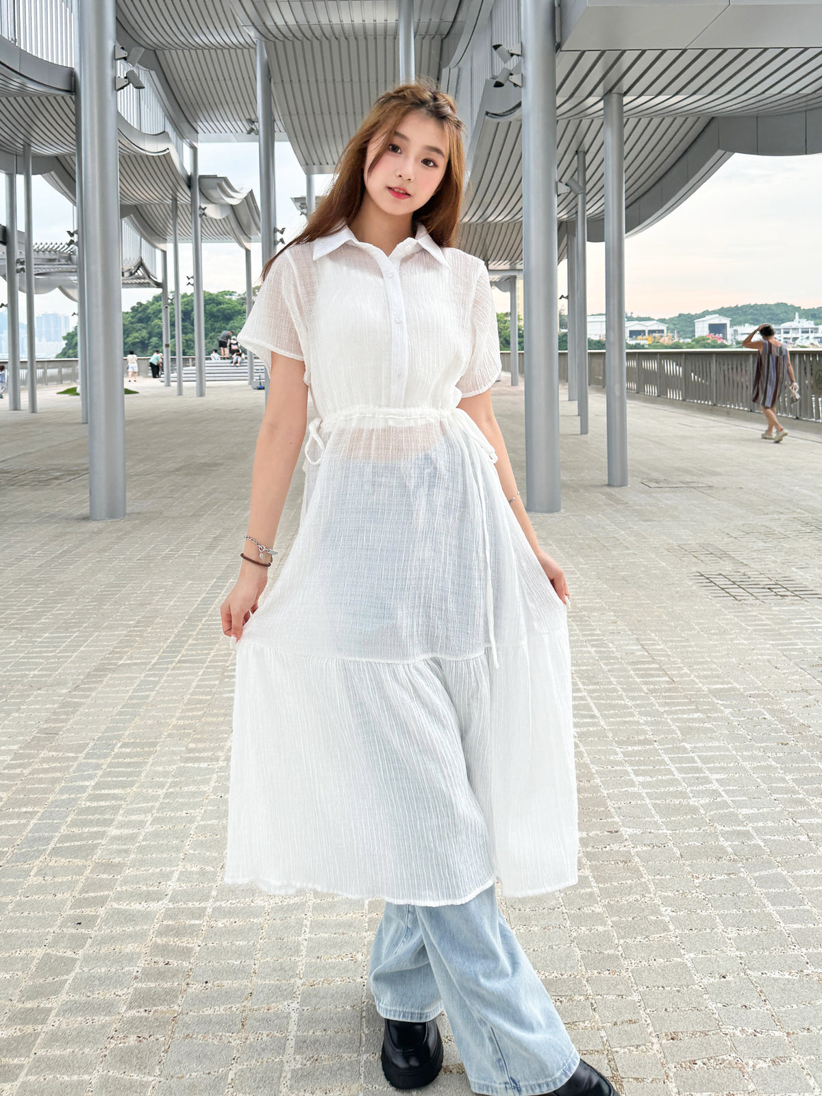 【買一送一】Peachii Transparent Muslin Midi Dress EA2398