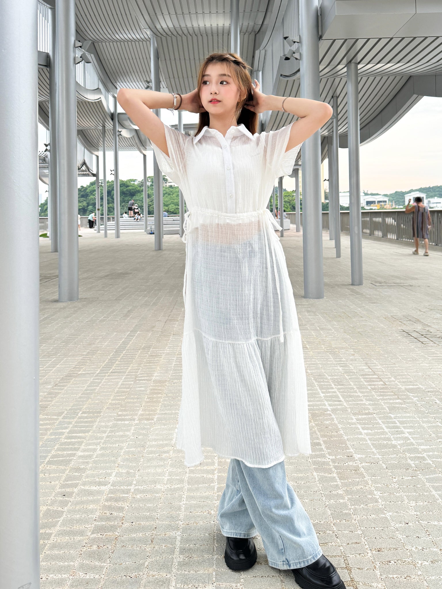 【買一送一】Peachii Transparent Muslin Midi Dress EA2398