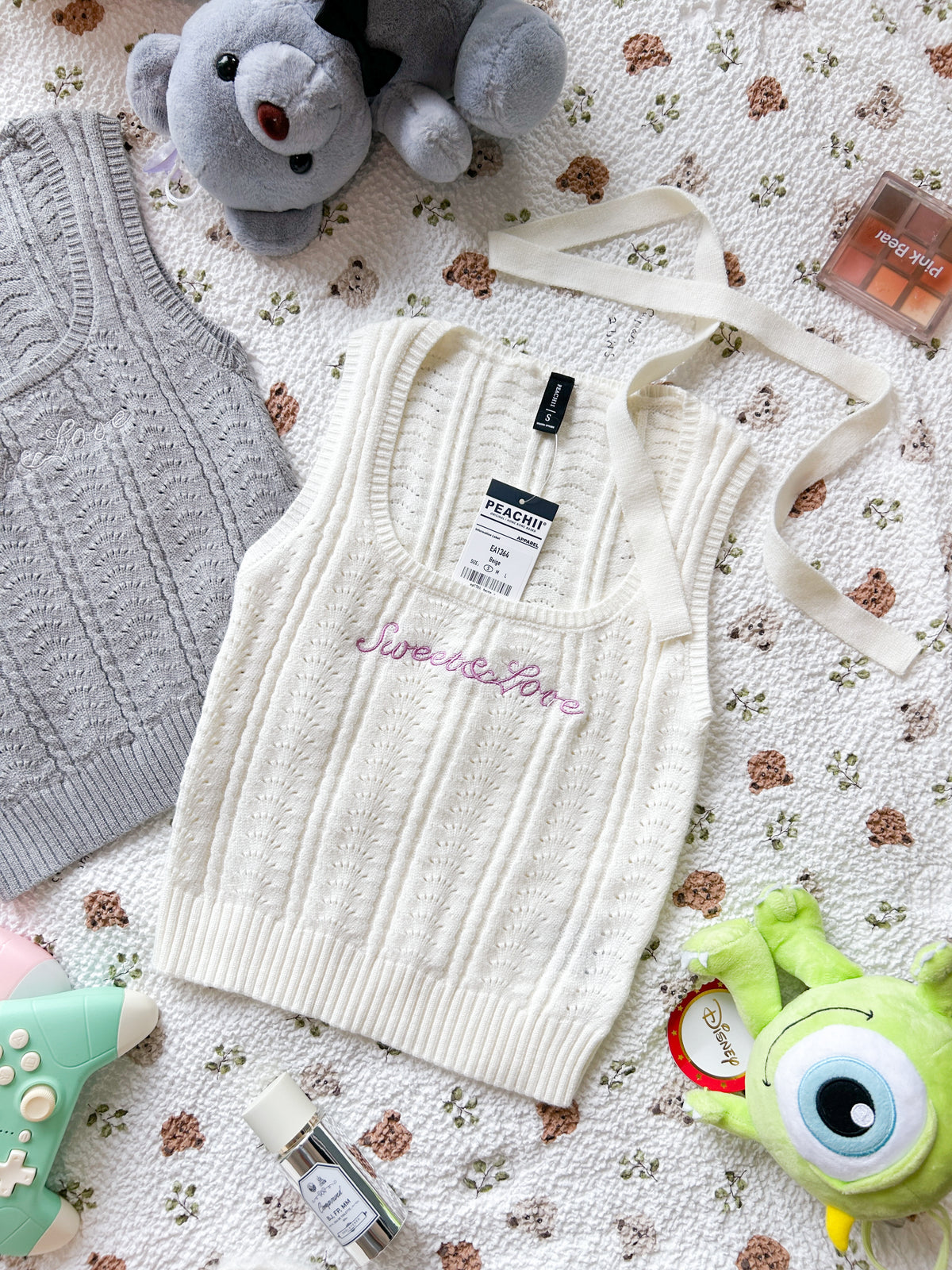 Peachii Croshet Embroideries Tank Top Beige EA1364