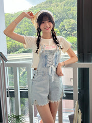 Peachii Laced Stripes Overall Jeans Light Blue EA6062