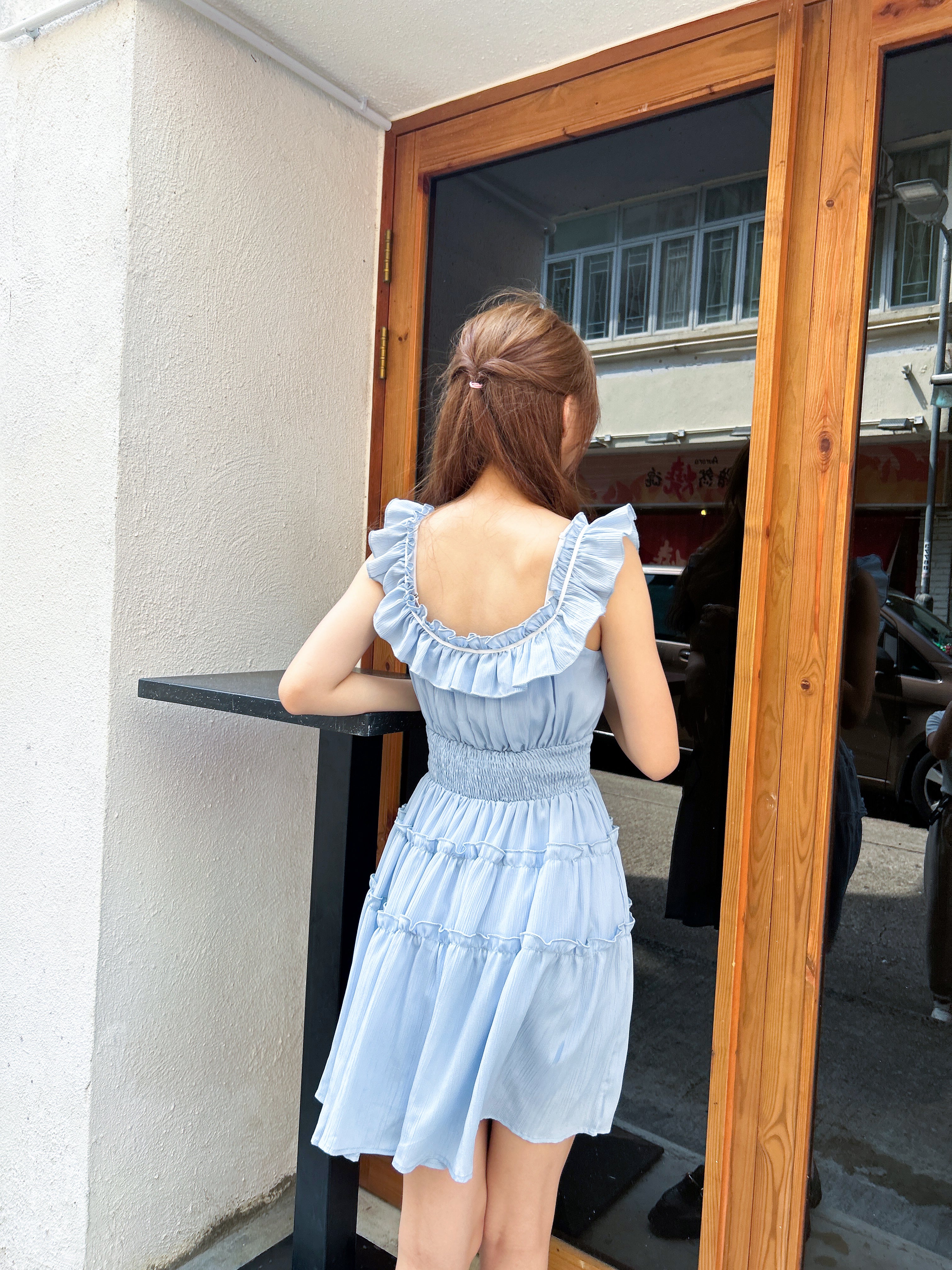 【買一送一】Peachii Laced Neckline Dress Blue EA2364