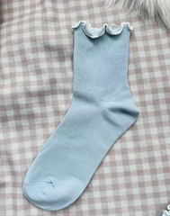 Peachii Embroidered Ruffles Socks Blue EA9320