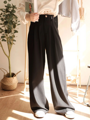 Peachii Wide Leg Suit Pants Black EA6112