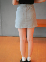 Peachii Side Lace Up Skirt Grey EA4001